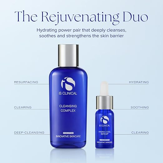 Bundle of iS CLINICAL Cleansing Complex, 3in1 Gentle deep pore cleanser Face Wash, Helps blemish-prone skin, 2 Fl Oz + iS CLINICAL Hydra-Cool Serum, Hydrating, Helps Blemishes and Redness, 0.5 Fl Oz